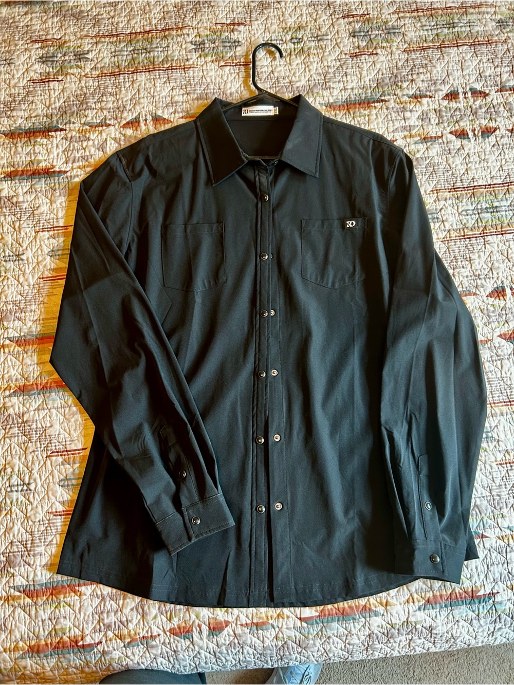 Women’s Long-Sleeve Black Button-Up Shirt
